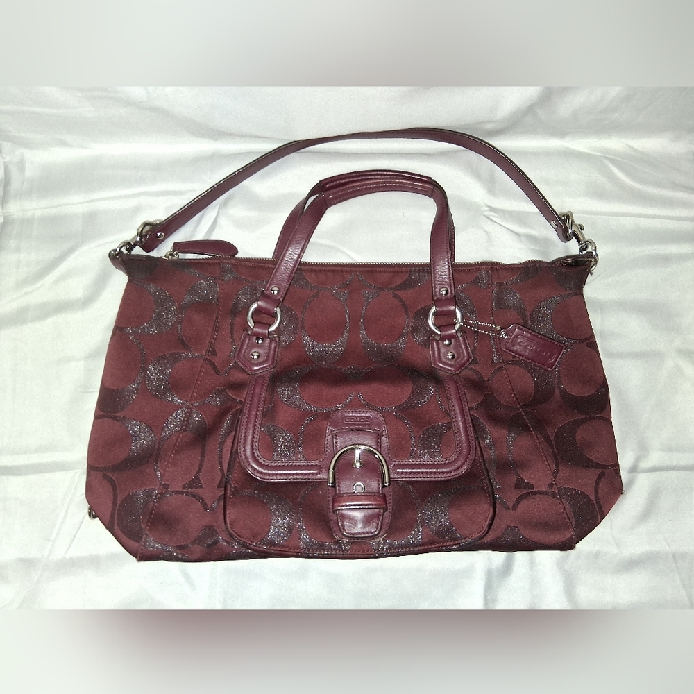Coach Maroon Patterned Shoulder Bag - image 1